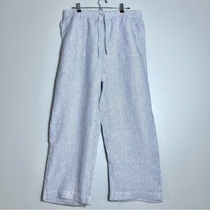 CHICO'S 100% Linen Blue White Striped Pants Elastic Waist Chico Sz 2.5 (US 14)